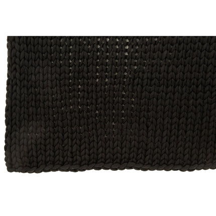 J-Line Plaid gebreid - polyester - zwart - 154 x 140 cm