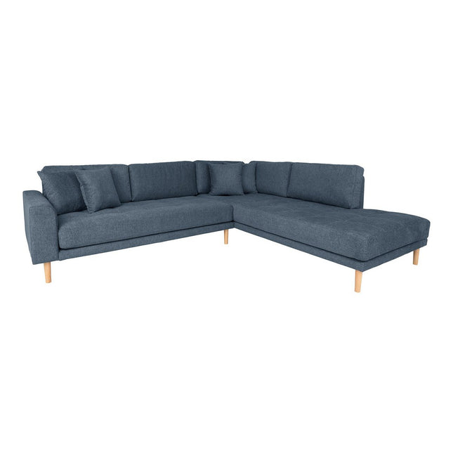 Lido Corner Sofa Open End natural wooden legs - Dark Blue