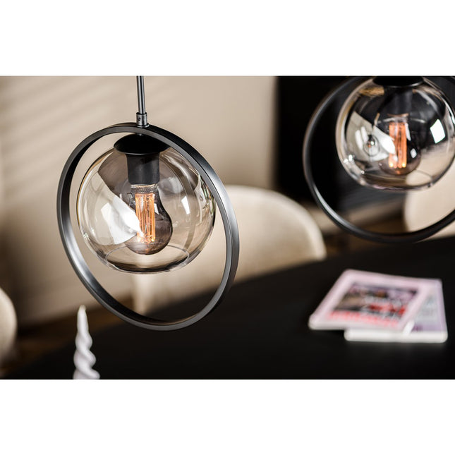 Hanging lamp, 3-light, H340 smoke glass