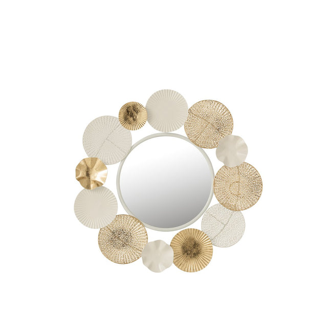 J-line mirror Round Circles - Metal - white/gold