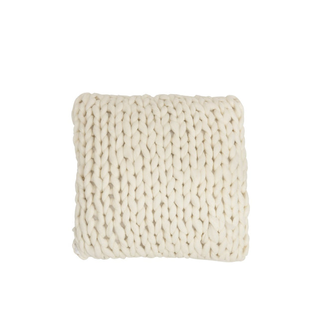 J-Line Cushion Knitted Square Acrylic - polyester - white