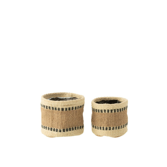 J-Line basket Round + Band - jute - natural/beige - extra small - 2 pieces