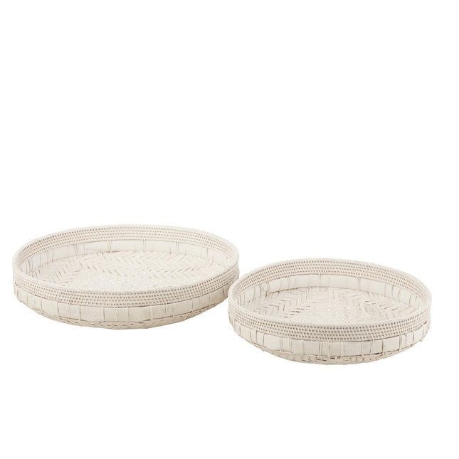 J-Line set of 2 bowls Round - rattan - white