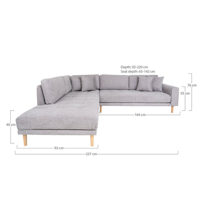 Lido Corner Sofa Open End - Light Gray