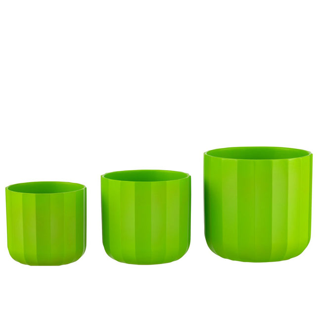 J-Line flower pot Summer - ceramic - green - large - 2 pieces