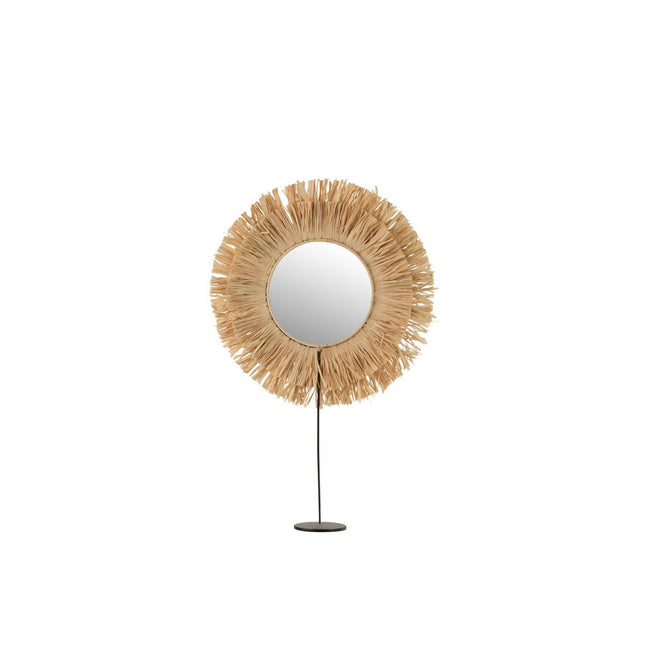 J-Line mirror On Foot Round - Reed - natural