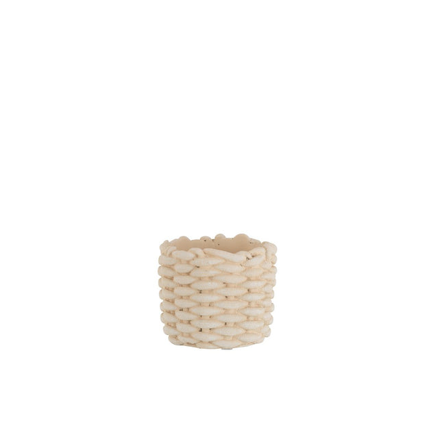 J-Line Flower Pot Cord Imitation Cement Beige Small