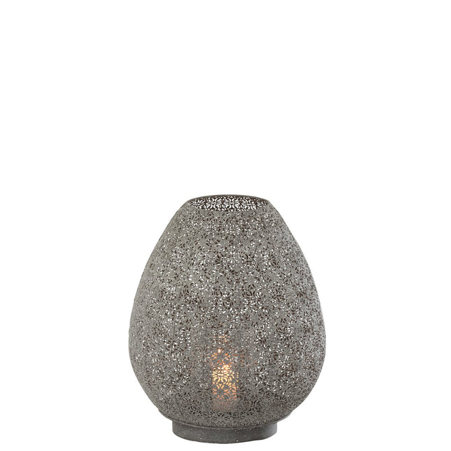 J-Line candle holder Oriental Egg shape - metal - gray - large