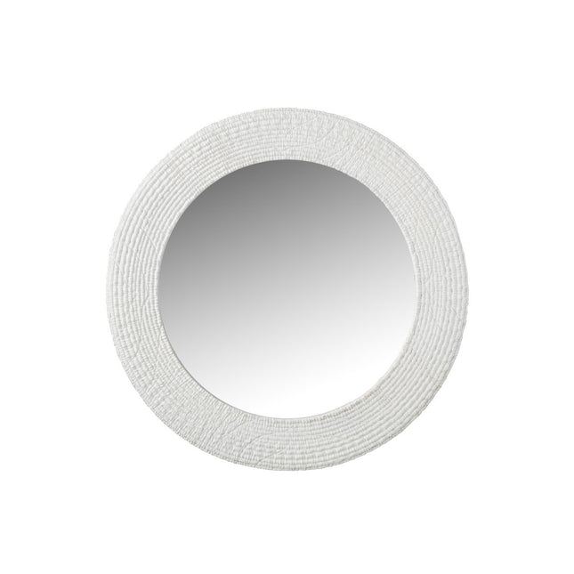 J-Line Mirror Round Ribbed Polyresine white