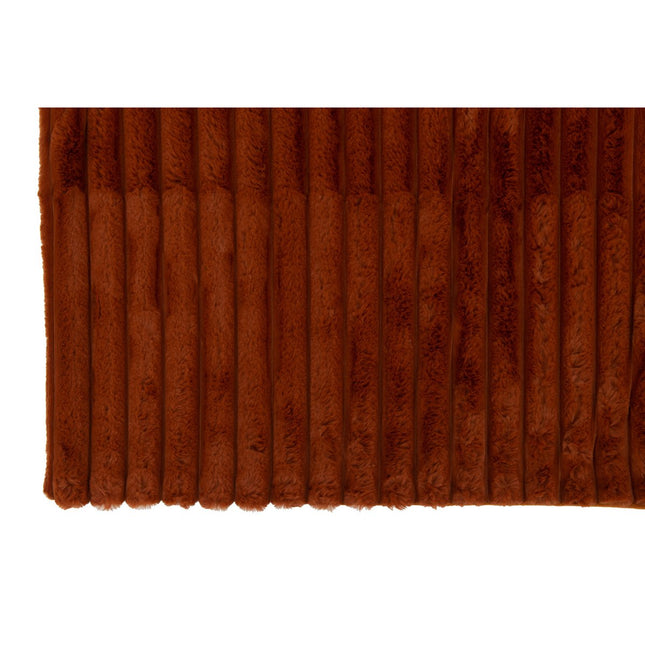 J-Line Plaid corduroy - polyester - roest - 180 x 130 cm