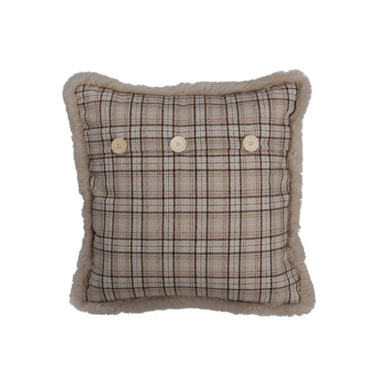 J-Line Cushion Check Button - polyester - beige/white