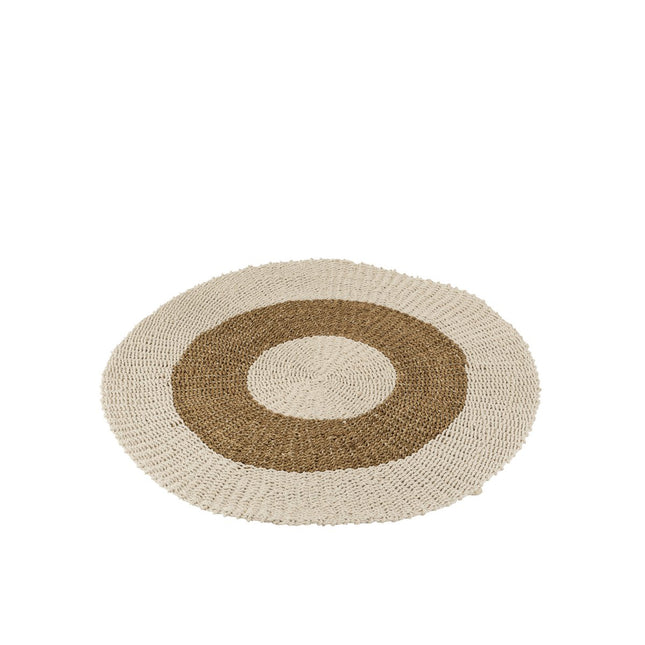 J-Line carpet Round - seagrass - white/natural - small
