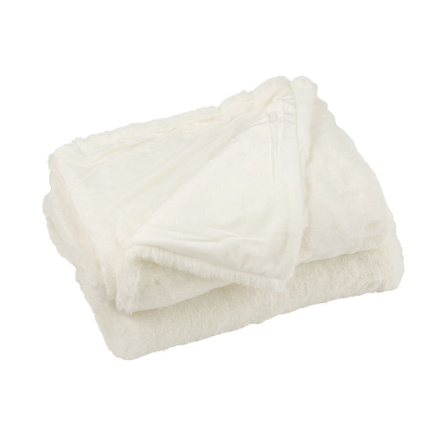 J-Line Plaid Cutie - Fleece Blanket – Polyester – 180x130 cm – White