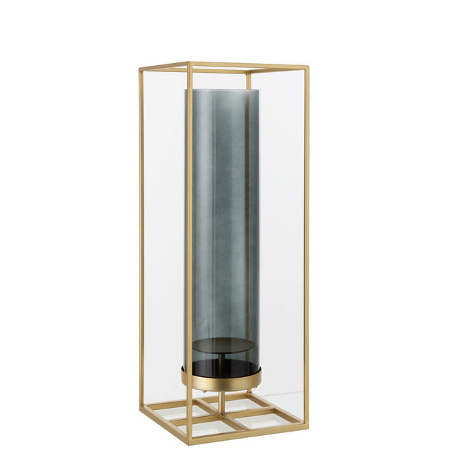 J-Line lantern Rectangle High - candle holder - metal/glass - gold