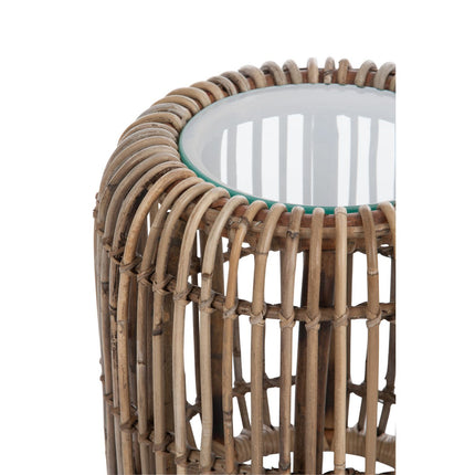 J-Line Side Table Round Rattan/Glass Natural