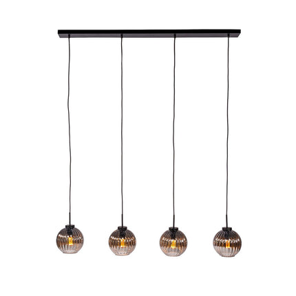 Hanging lamp, 4-light, H340 smoke glass