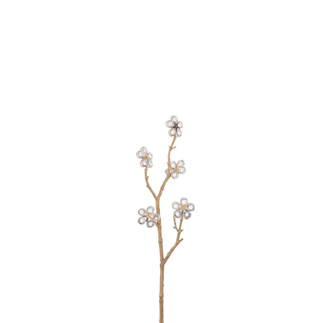 J-Line decoration Branch Flowers Crystal - plastic - gold - S - 12 pieces