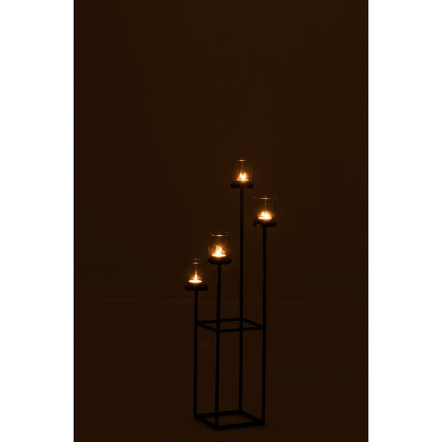 J-Line candle holder - metal/glass - black