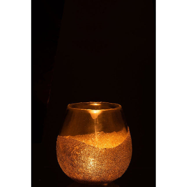 J-Line candle holder Half Pearls Round - glass - gold - medium