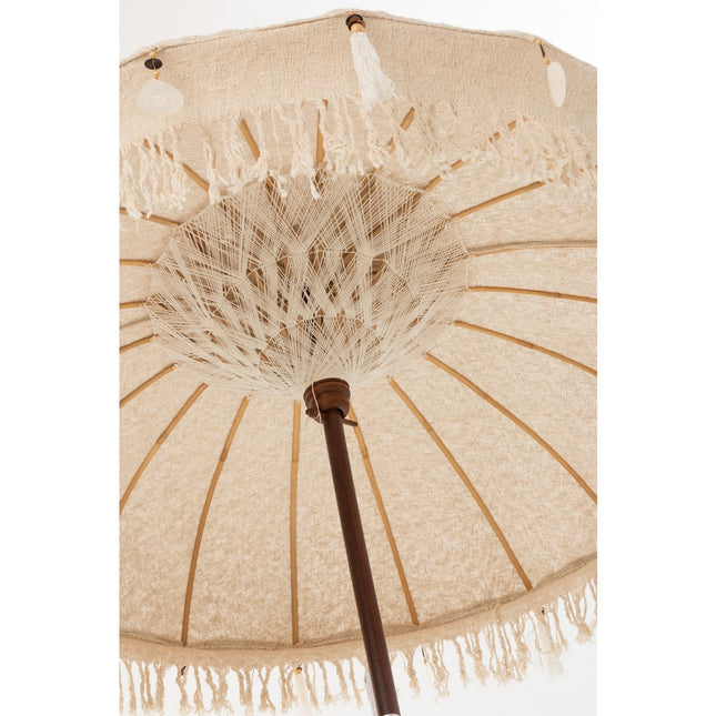 J-Line parasol Tassels/Shells - wood - beige/dark brown - L