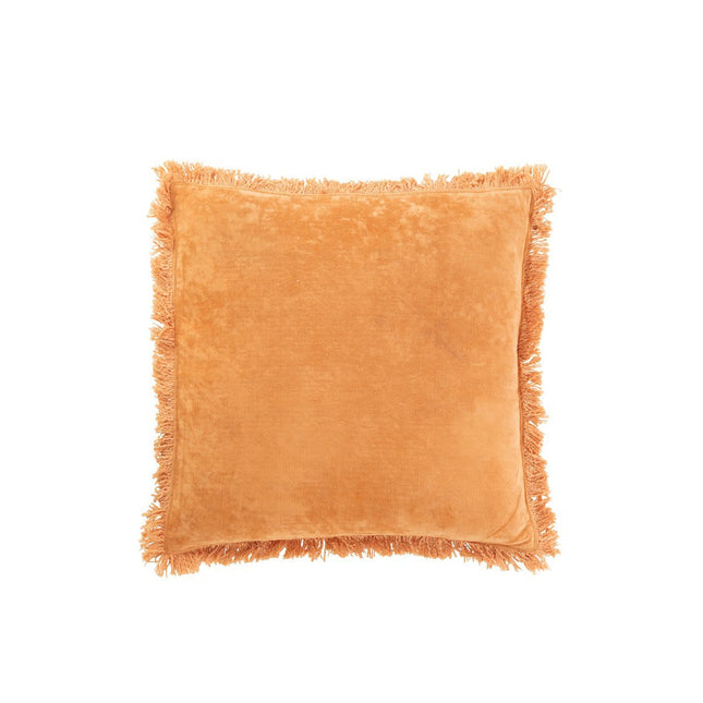 J-Line Cushion Fringe - cotton/velvet - orange