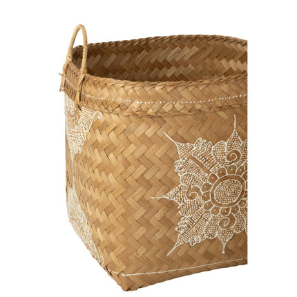 J-Line basket Drawing - bamboo - white/natural - 3 pieces