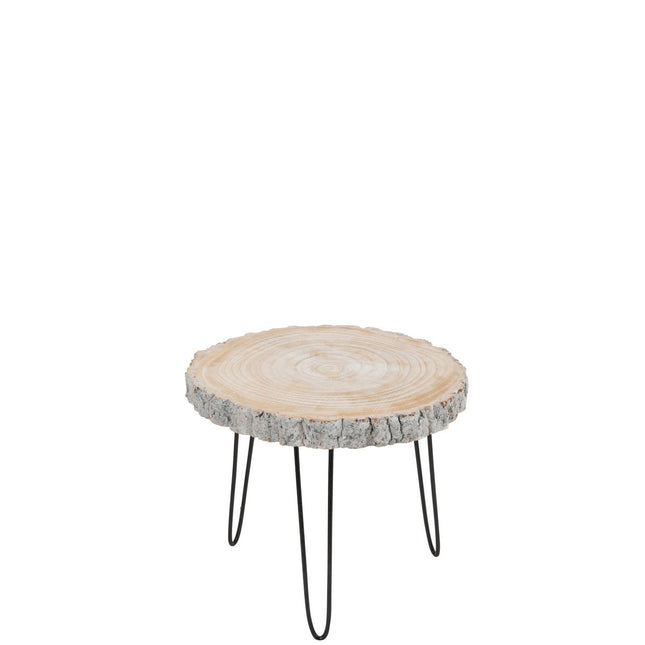 J-Line side table Paulownia - wood/iron - gray - small