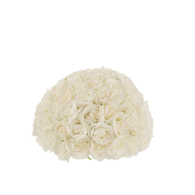 J-Line Flower Bulb Half Roses Plastic White Medium
