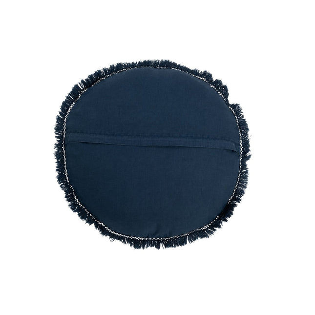J-Line Cushion Round Velvet - cotton/linen - blue