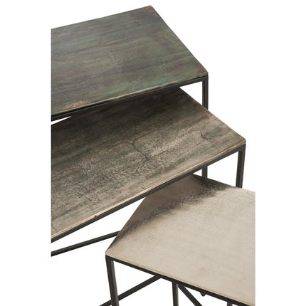 J-Line side table Rectangular - aluminum - black/mix - set of 3