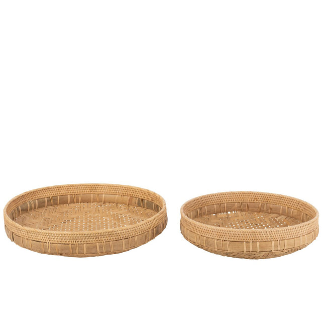 J-Line set of 2 bowls Round - rattan - natural