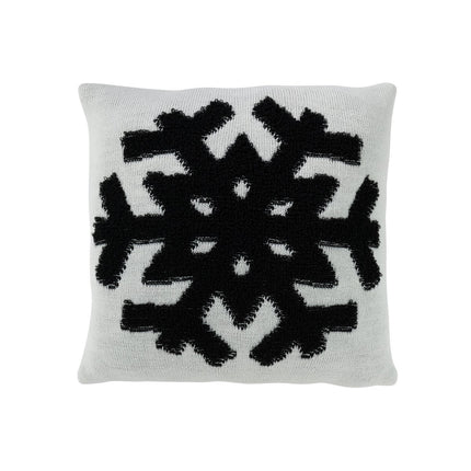 J-Line Cushion Snowflake - polyester - white/black