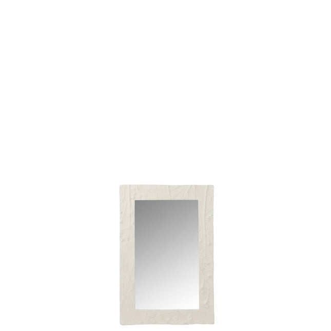 J-Line mirror Rectangular Relief Flower - polyresin - white - small