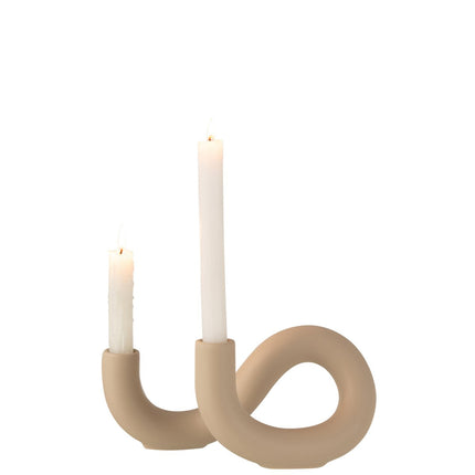 J-Line candle holder Torsion 2 Candles - ceramic - beige