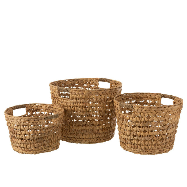 J-Line set of 3 baskets - water hyacinth - natural