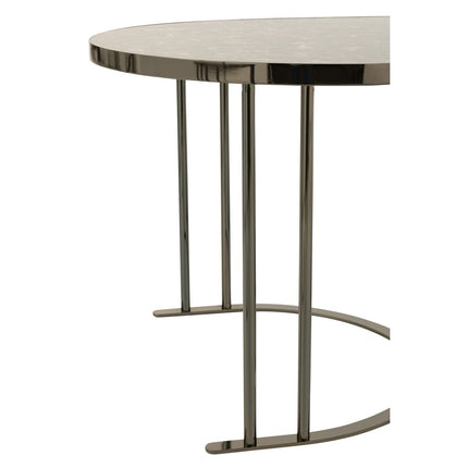 J-Line coffee table - metal - silver/brown - set of 3