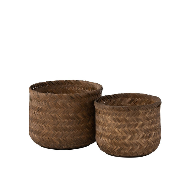 J-Line set of 2 baskets - bamboo - dark brown