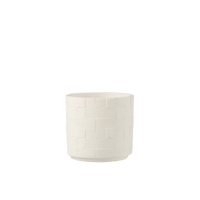 J-Line Flowerpot Square Ceramic White Medium