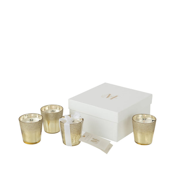 J-Line box of 4 scented candle Deluxe - glass - gold