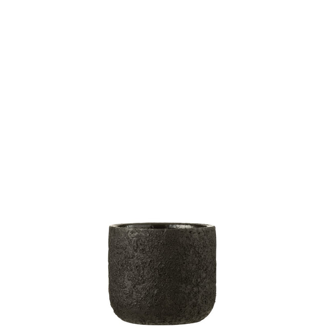J-Line bloempot Ruw - keramiek - zwart - small - Ø 15.00 cm