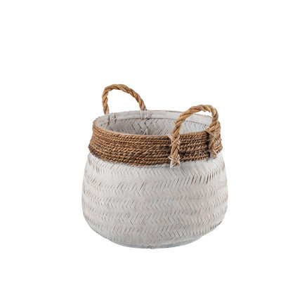J-Line basket + handle Sphere - bamboo - white - small