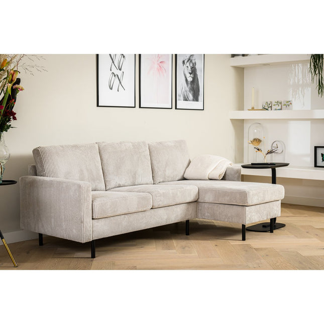 3 seater sofa CL L+R, fabric RIB, RIB920 natural