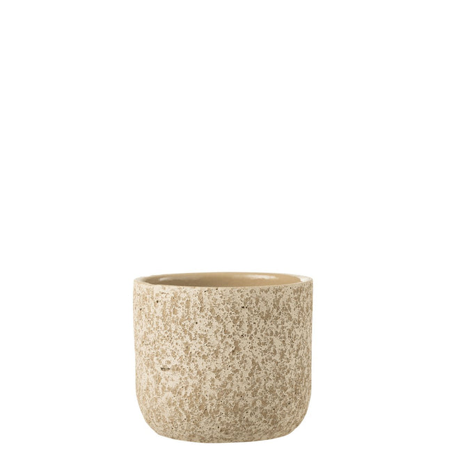 J-Line flower pot Rough - ceramic - beige - medium - Ø 18.00 cm