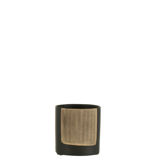 J-Line Flowerpot Maria Round - Ceramic - black - Ø 12 cm - 2 pieces