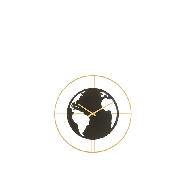 J-Line Hole clock - metal - gold/black Ø 4 cm
