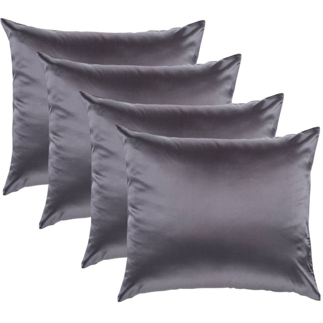 Value set 4x 100% Silk pillowcase Anthracite Hotel closure - 19MM