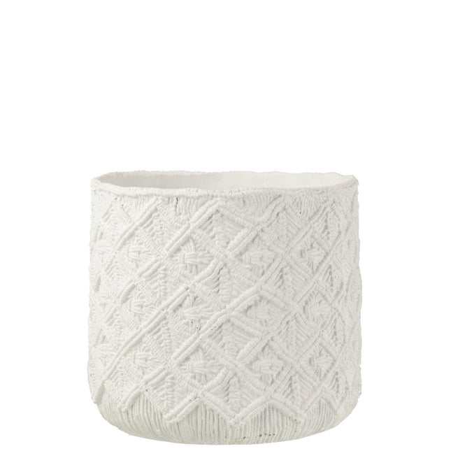 J-Line Flowerpot Checkered - cement - white - L - Ø 33 cm