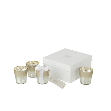 J-Line box of 4 scented candle Deluxe - glass - silver