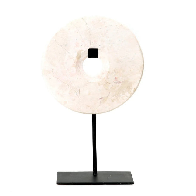 The Marble Disc on Stand - White - L