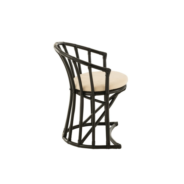J-Line stoel + kussen - jute/textiel - zwart/wit